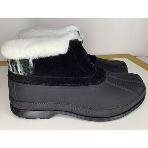 Propet Lumi Women's 11W Ankle zip  black/white Duck Snow Boots